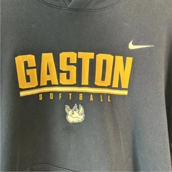 Gaston College Rhinos Nike Hoodie Fleece Sweatshirt Softball Navy Blue Gold 2XL - Picture 2 of 10